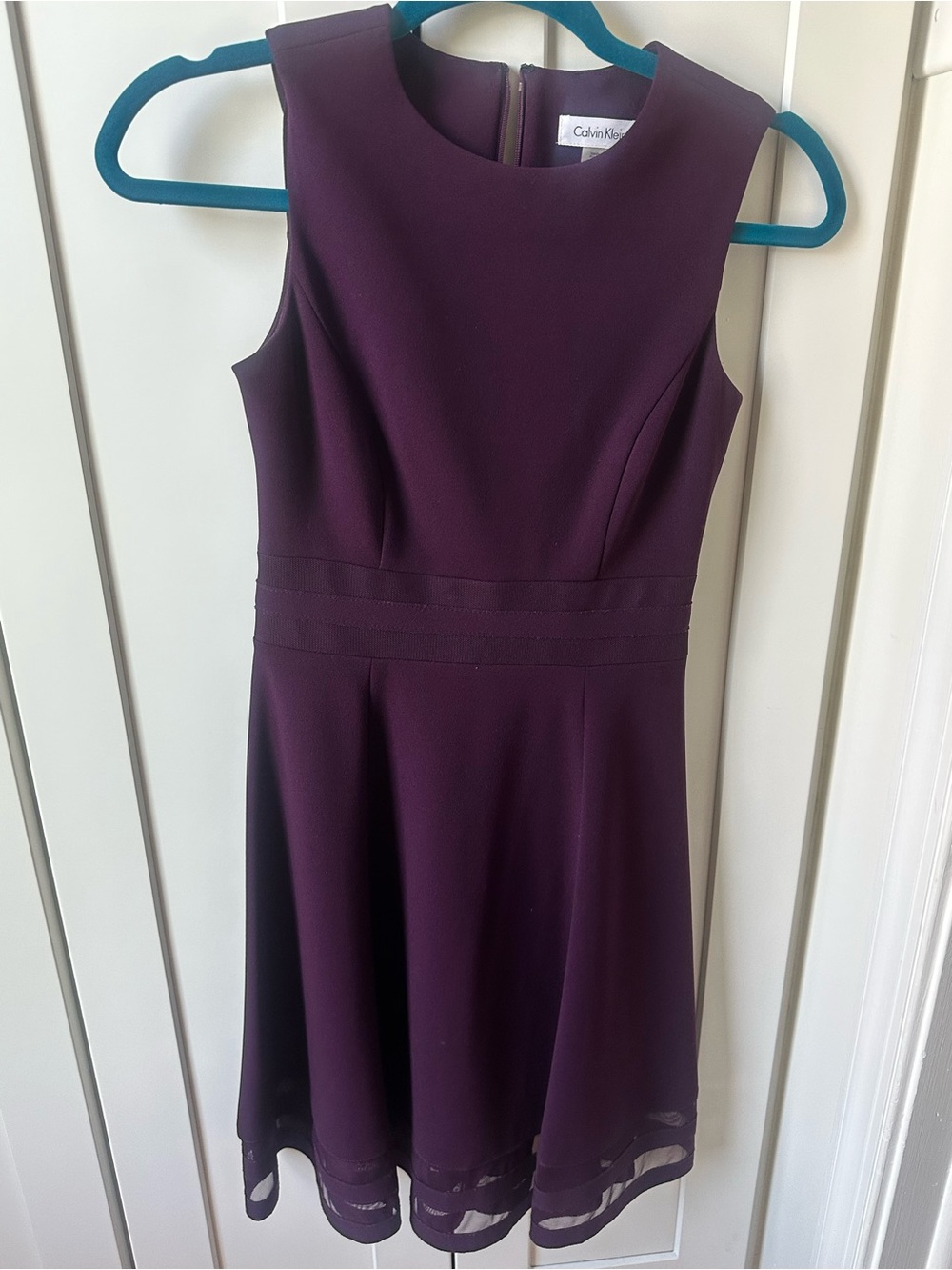 Calvin Klein Plum Sleeveless Fit-and-Flare Midi Dress